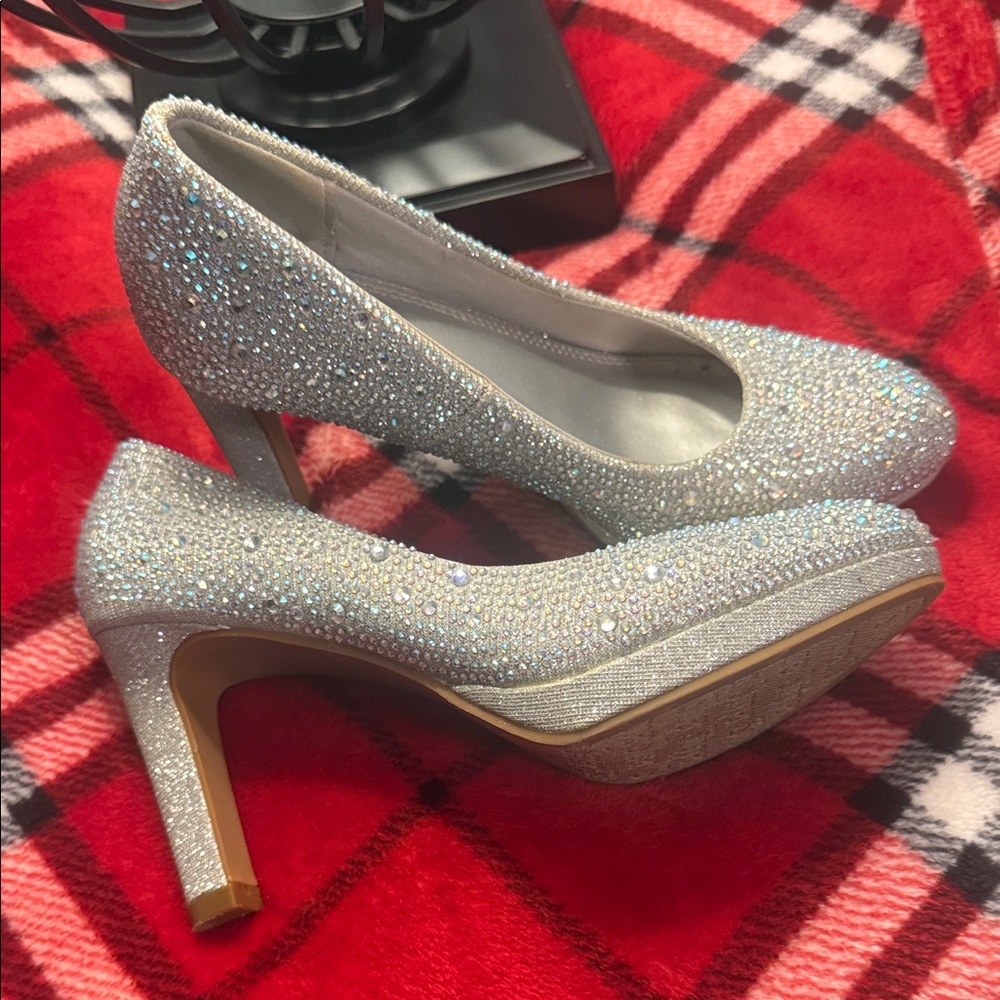Dazzling Silver Glitter Heels